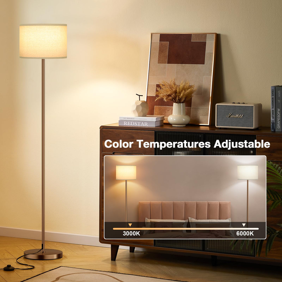 Ambimall floor lamp elegant silhouette blends with various decor.