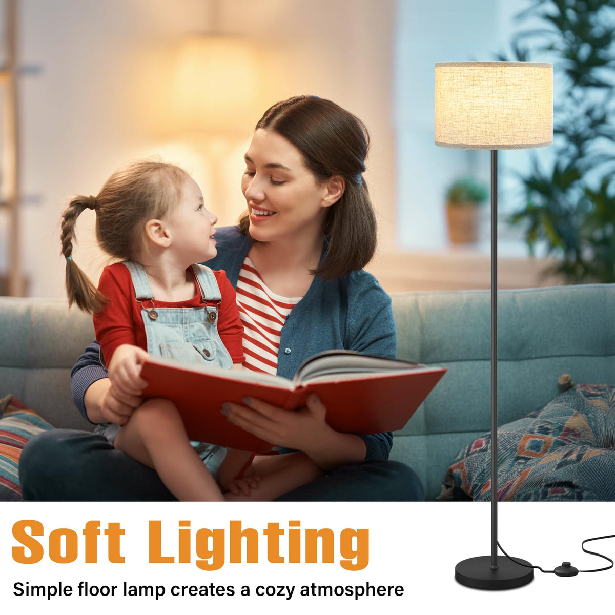 Ambimall floor lamp with foot switch enables hands-free control.