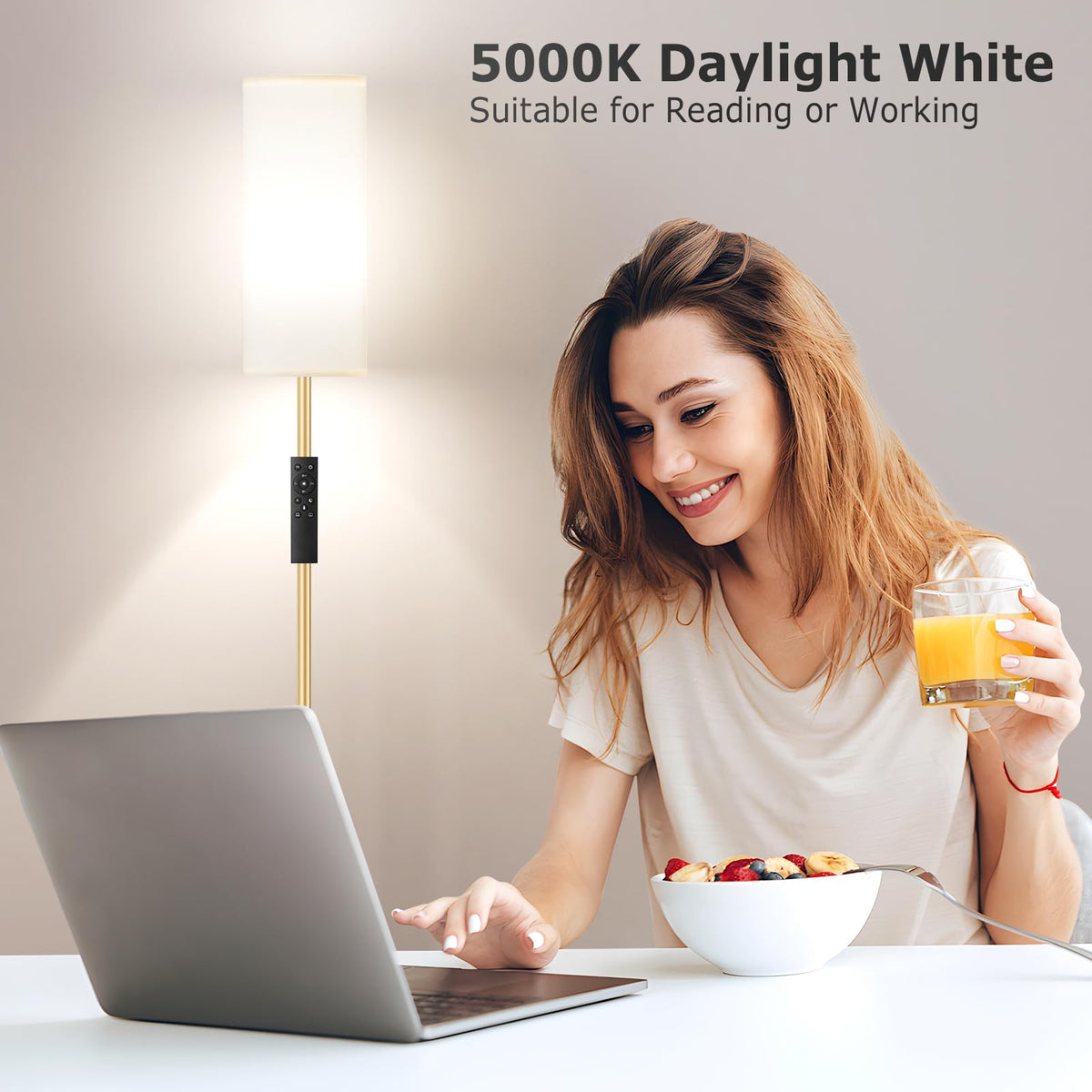 Ambimall floor lamp featuring a convenient foot switch for hands-free control.