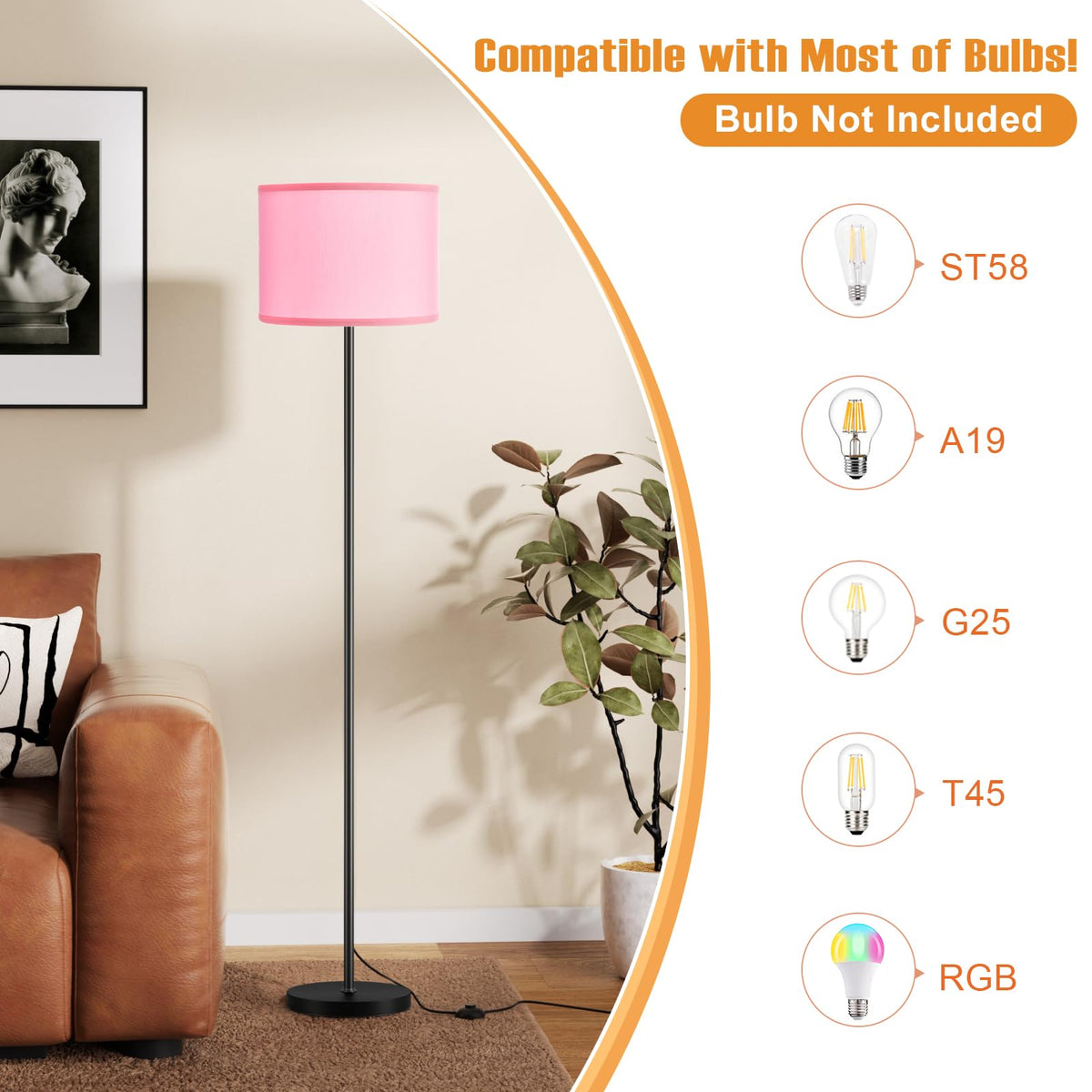 Ambimall floor lamp with pedal switch offers easy hands-free control.