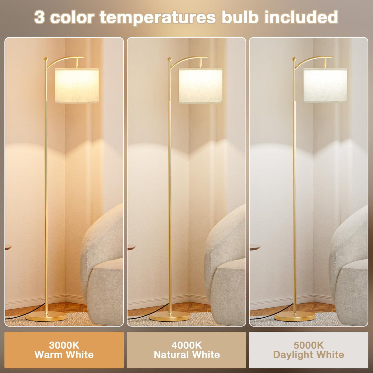 Ambimall floor lamp shade beige softens light with a cozy vibe.