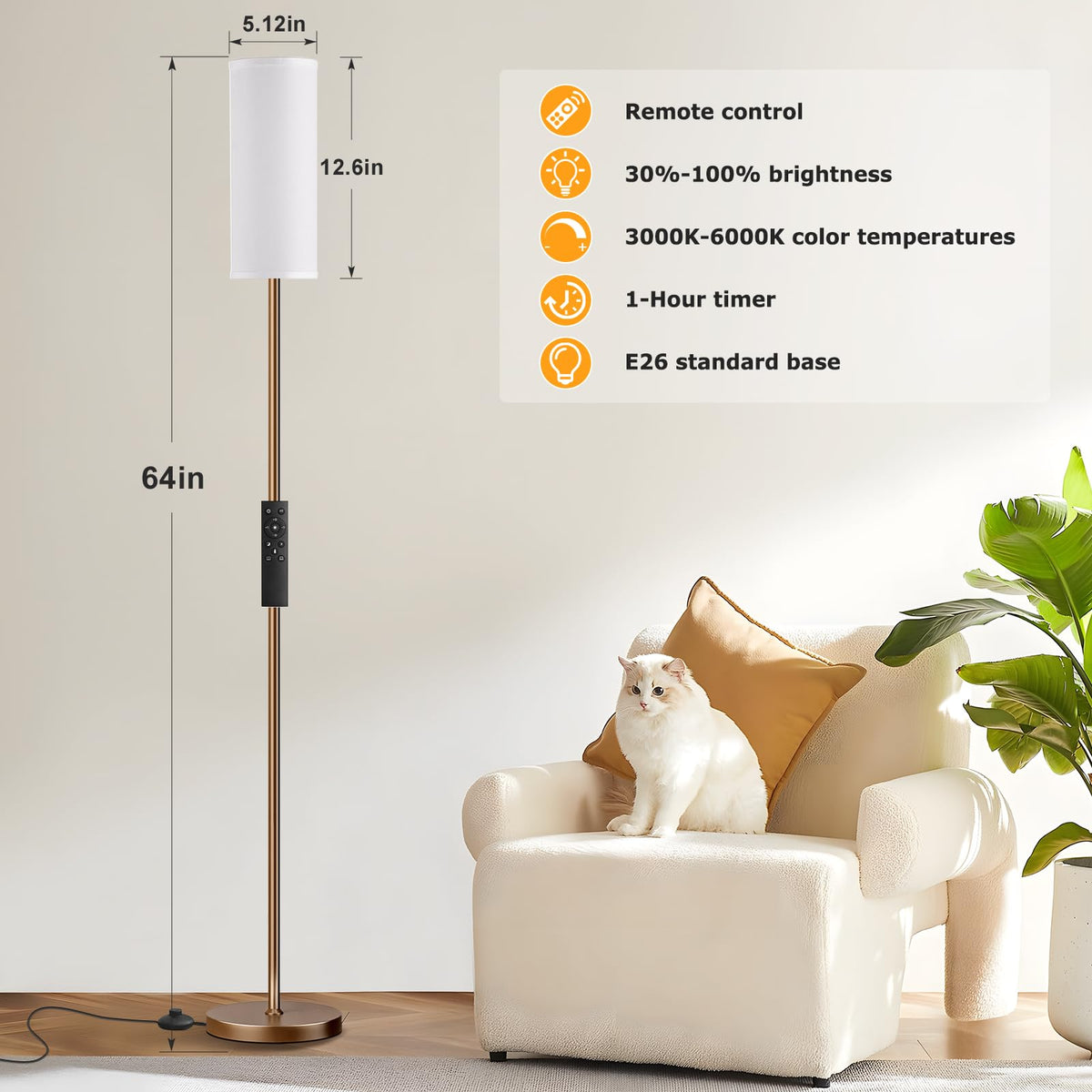 Ambimall floor lamp with stepless dimming for ambient customization