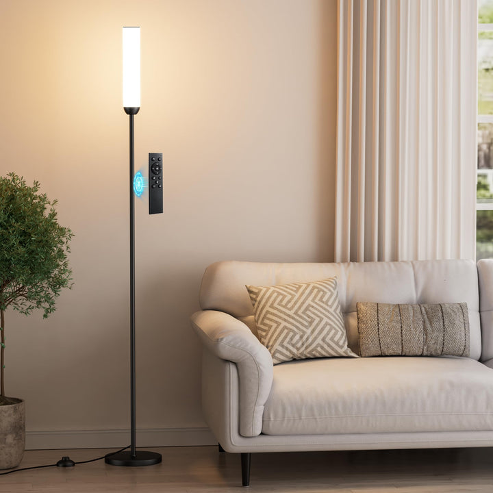 Ambimall LED Floor Lamp with remote control for adjustable lighting in the living room