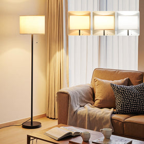 Ambimall modern floor lamp with beige shade for warm living room lighting.