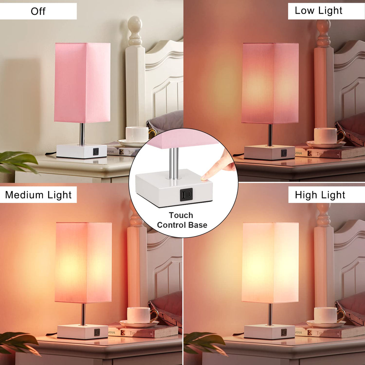Ambimall nightstand lamp in a bedroom setup enhances decor
