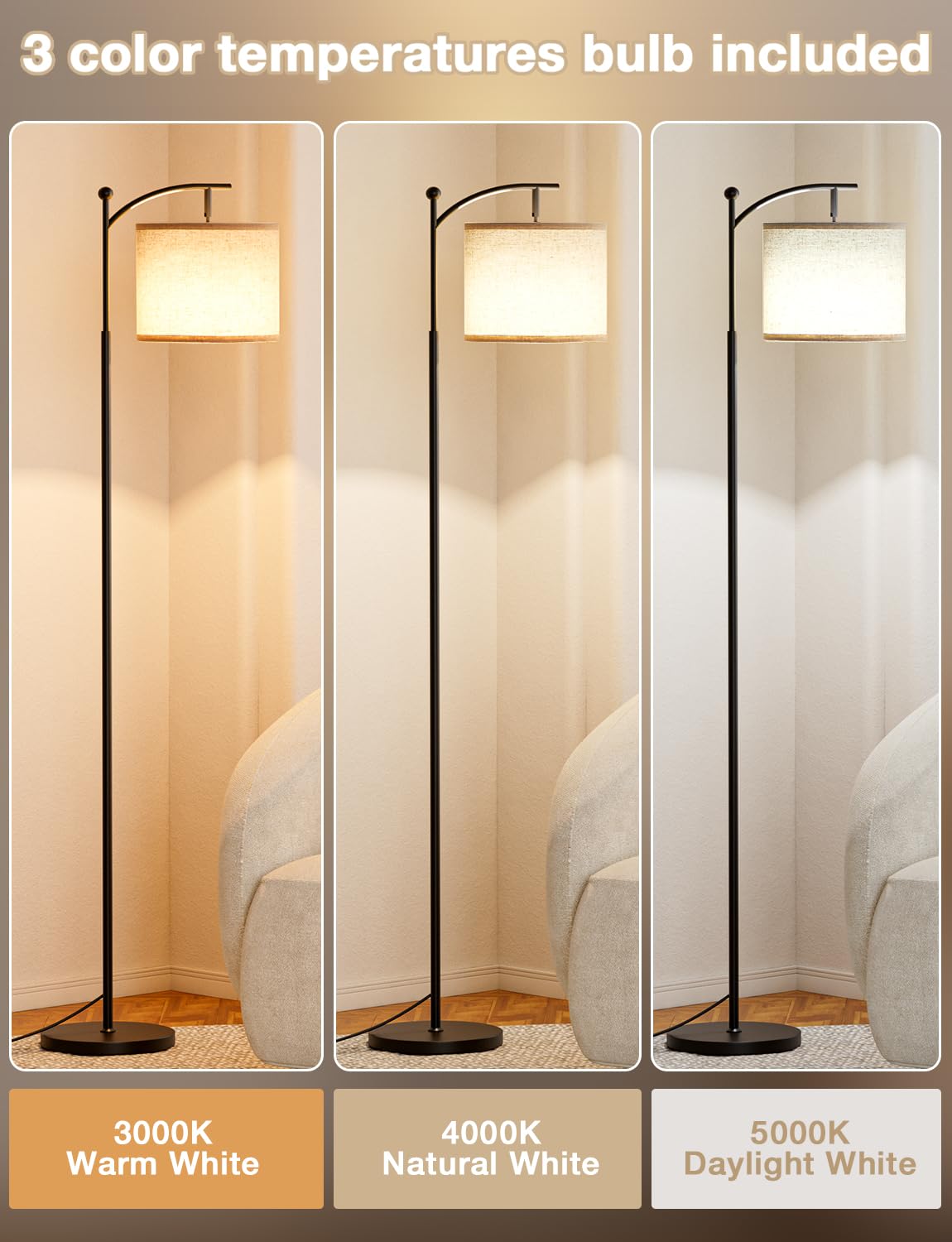 Ambimall lamp with rotating beige shade for precise light direction.