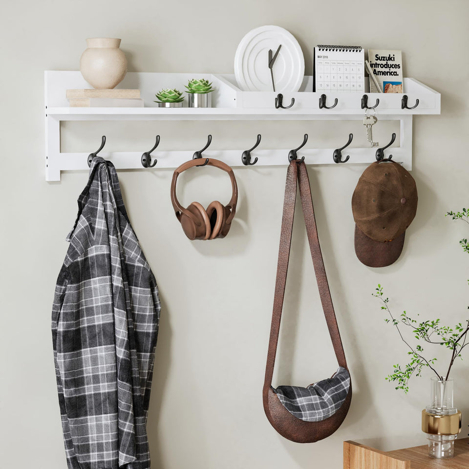 AMBIRD 35-inch coat rack wall mount with seven dual hooks keeps entryways organized.