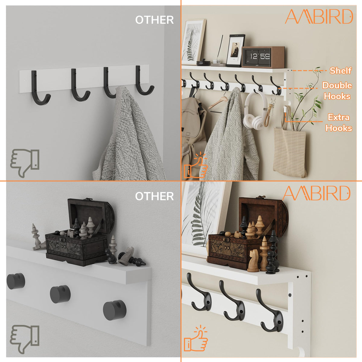 AMBIRD top shelf area ideal for photos or small plants