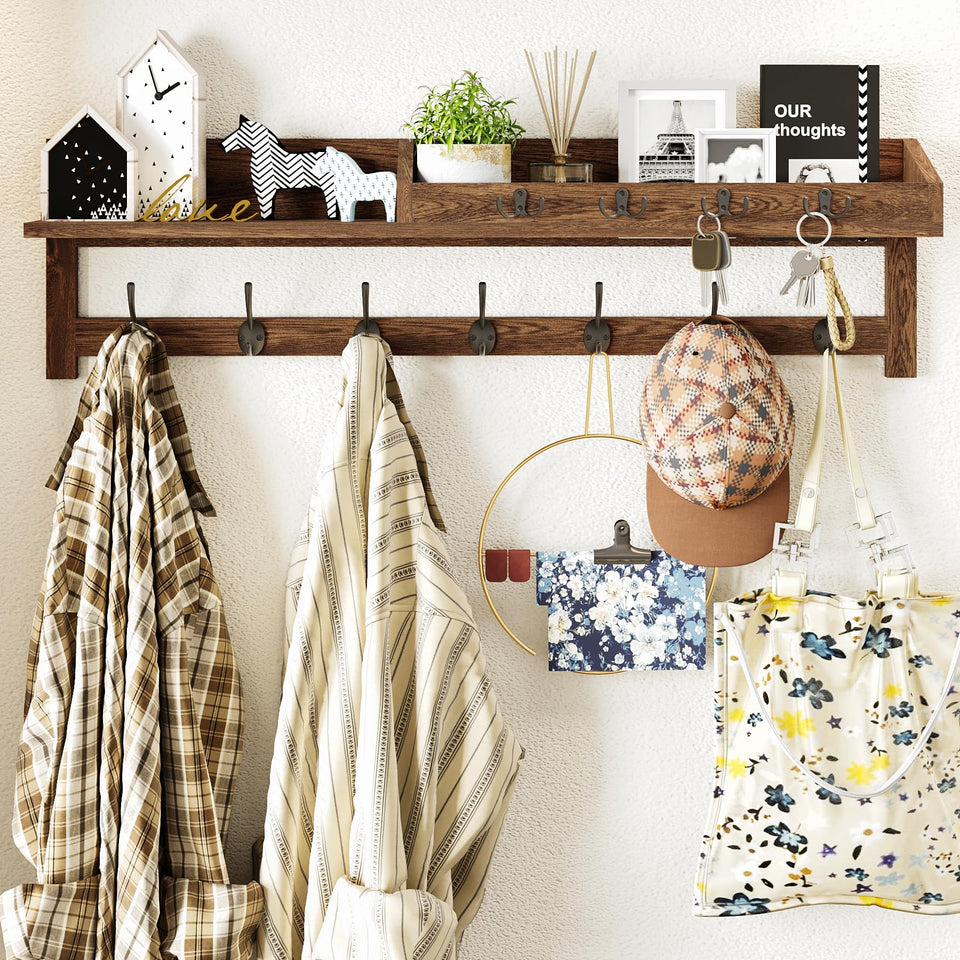 AMBIRD coat rack wall-mount 35-inch organized entryway with multiple hooks