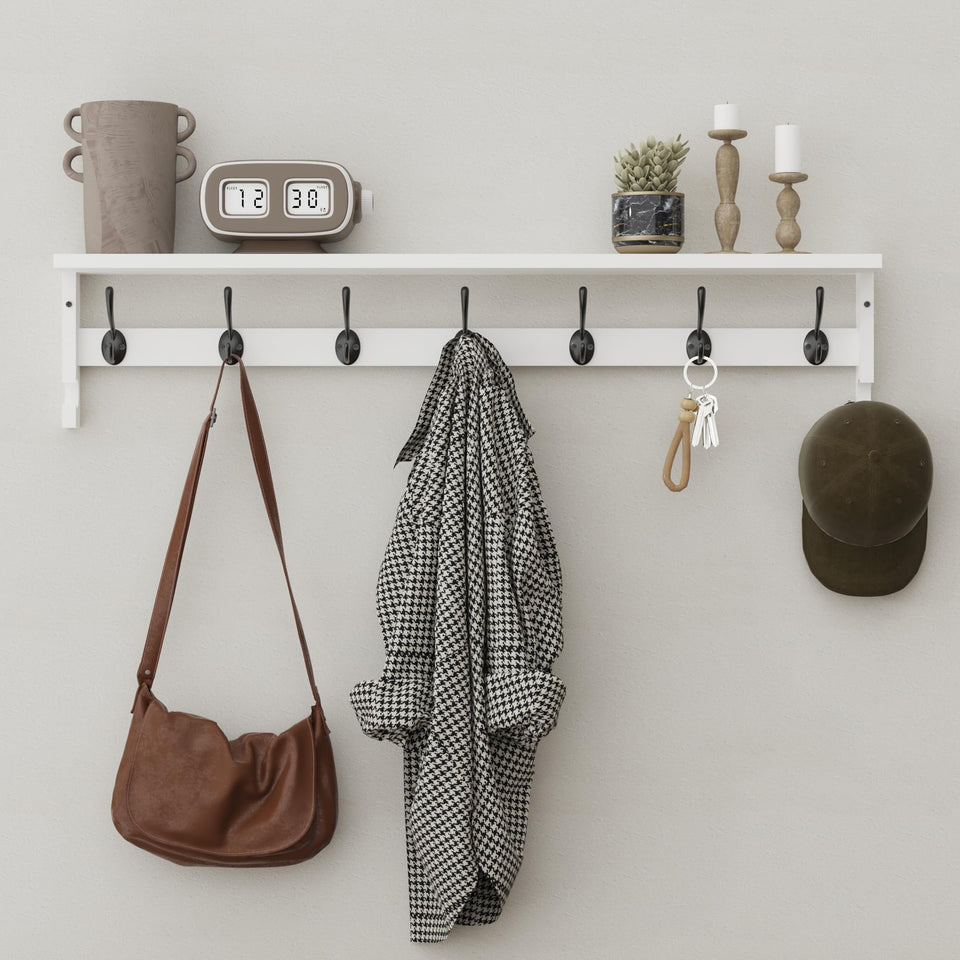 AMBIRD coat rack wall mount 35inch white keeps entryway coats tidy