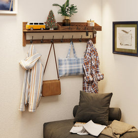 AMBIRD entryway shelf with hooks for bags and mail
