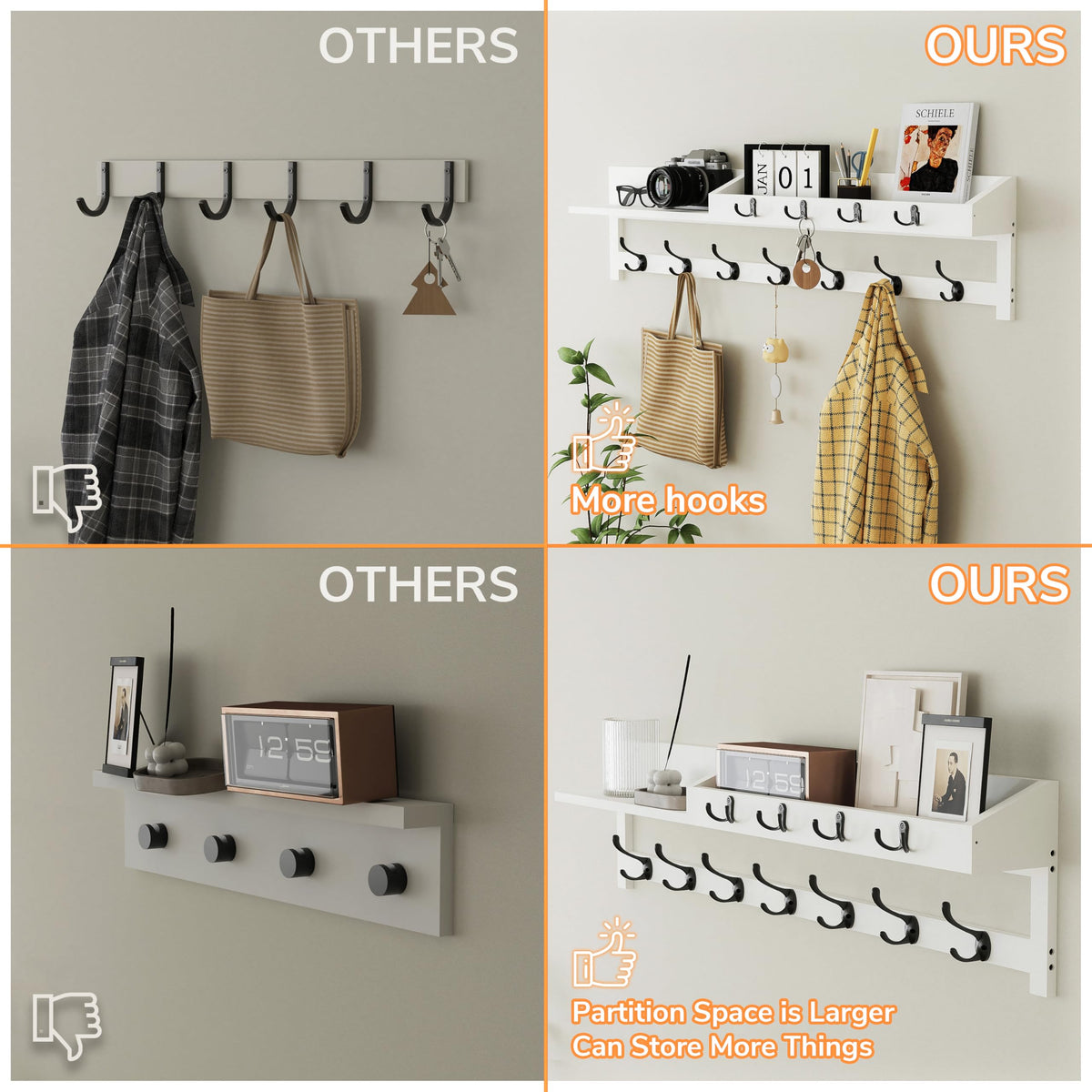 AMBIRD four-key-hooks help keep keys and small items within reach.