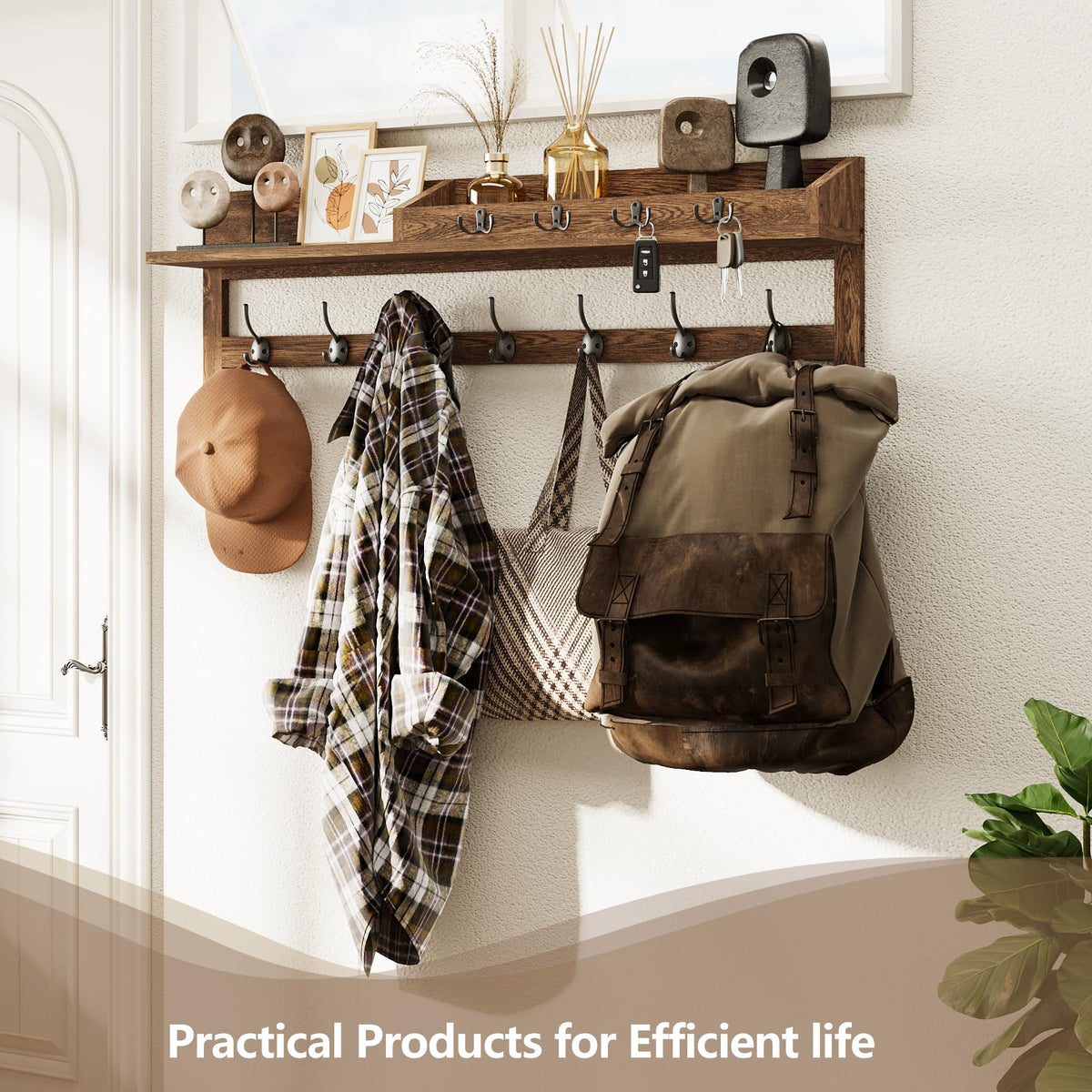 AMBIRD seven dual coat hooks for coats, bags, and hats