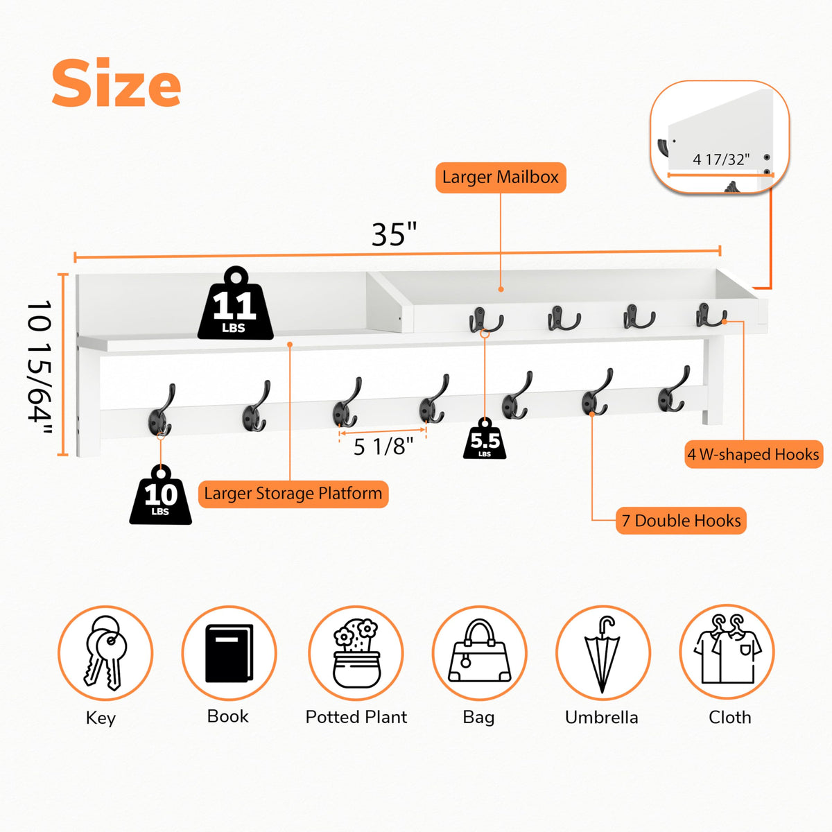 AMBIRD seven-dual-hooks offer versatile hanging options for outerwear and accessories.