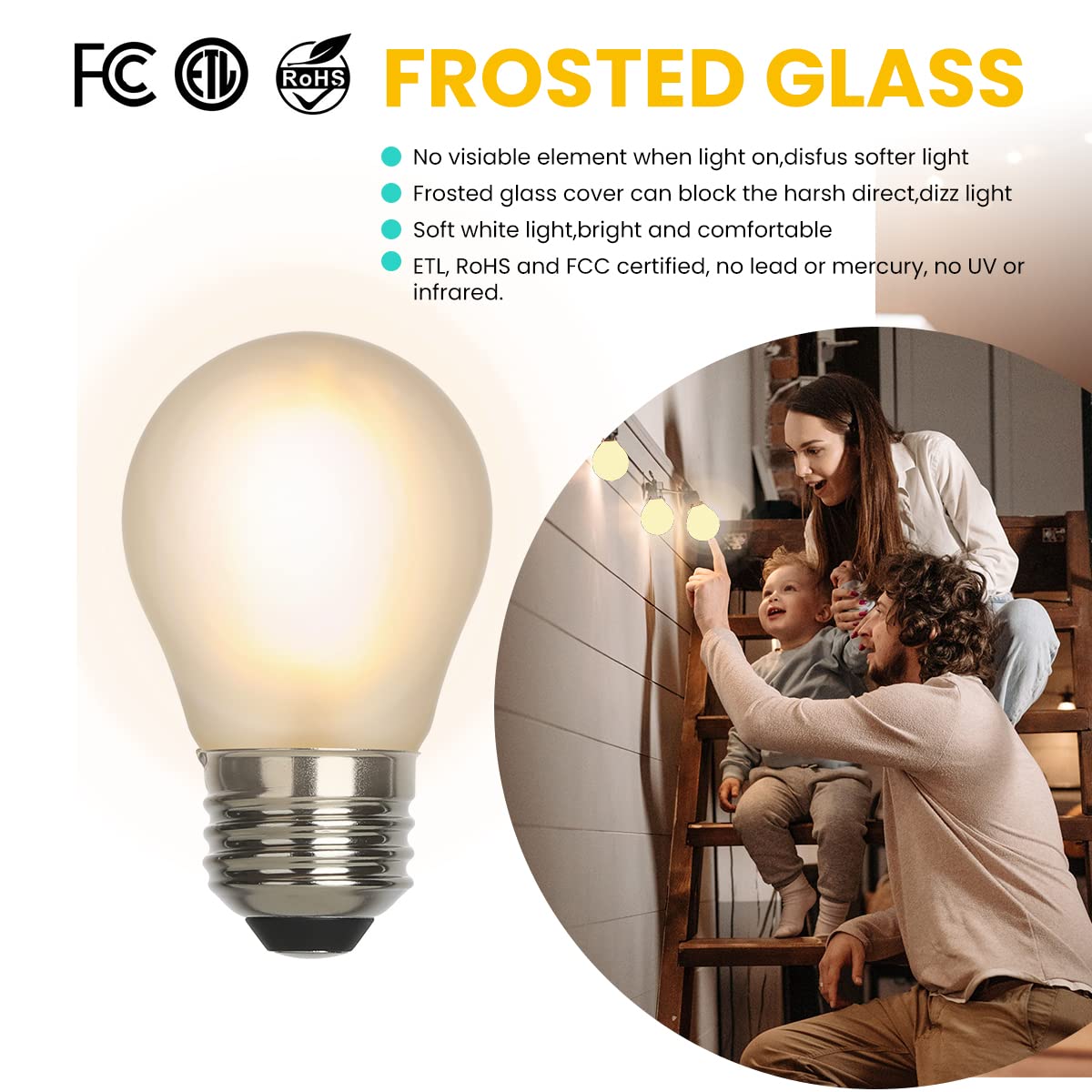 AMDTU compact 45mm Edison bulb fits tight spaces like vanity lights.