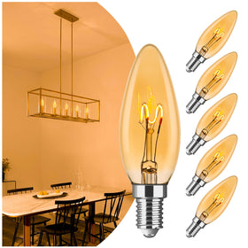 AMDTU E12 amber glass candle bulb with cozy amber glow for chandeliers