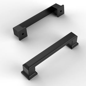 Amerdeco matte black cabinet pulls with 96mm centers for durable kitchen upgrades.