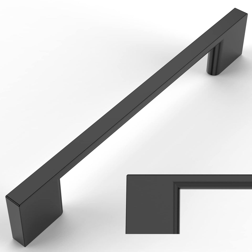 Amerdeco 10-pack matte black cabinet pulls, 5 inch hole centers, durable hardware for kitchens