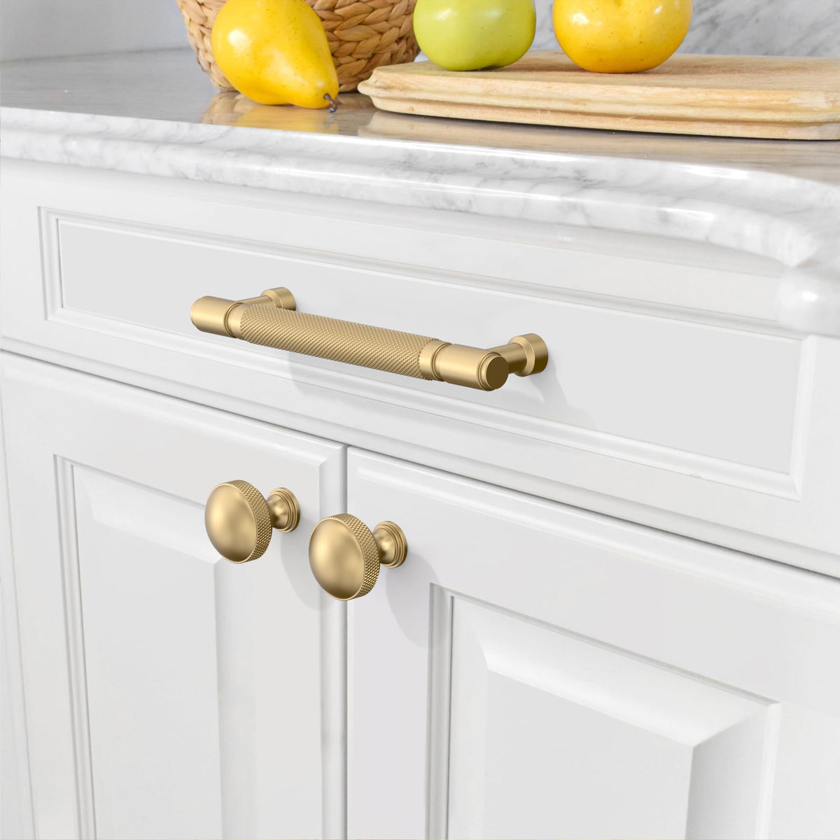 Amerdeco 5-inch drawer pull installed on cabinet for refreshed look