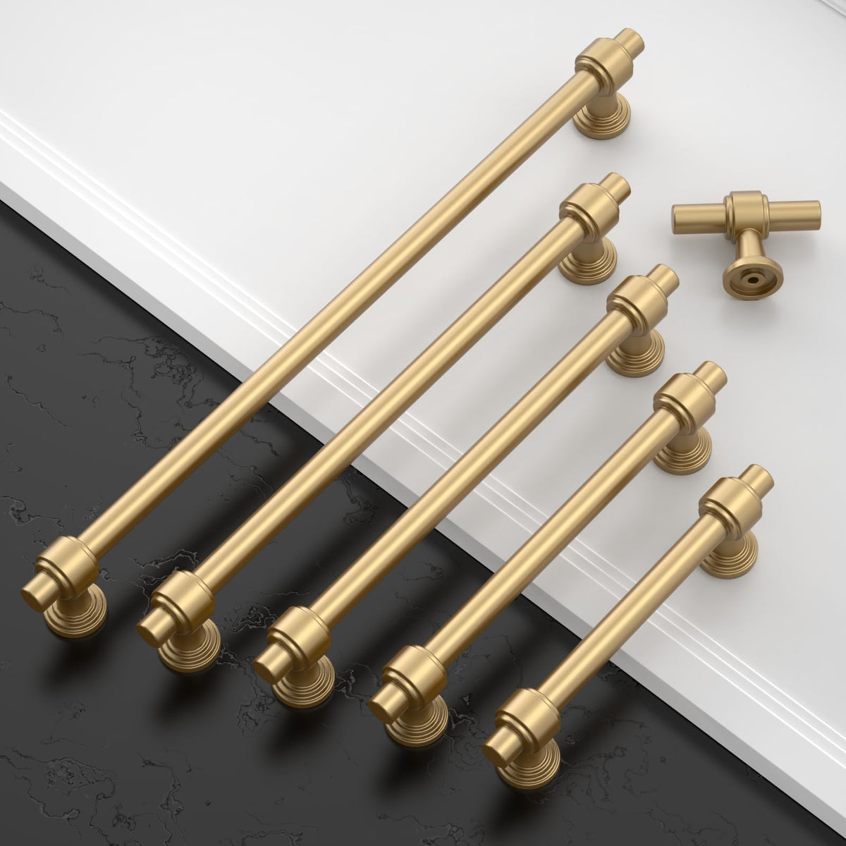 Amerdeco champagne bronze cabinet handles for bathrooms, premium finish and smooth operation.