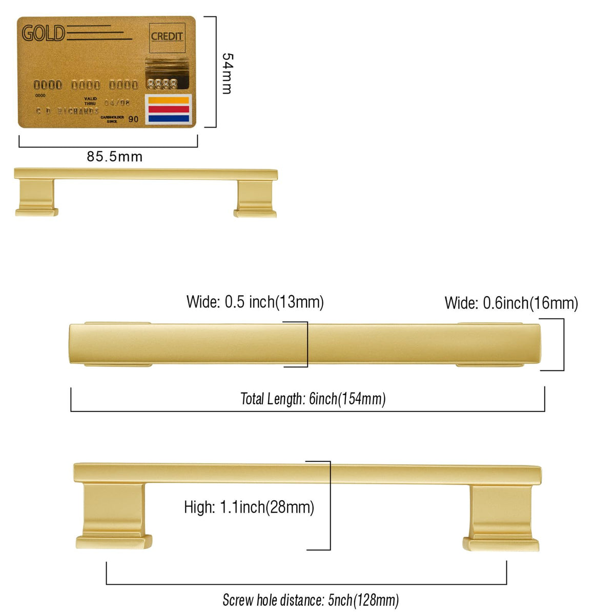 Amerdeco 5 inch install-ready pull with standard screws.
