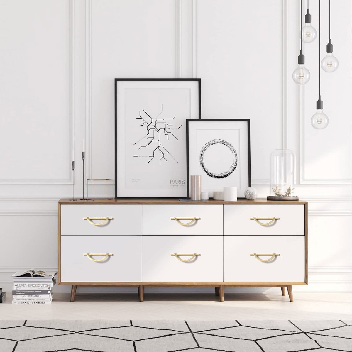Amerdeco brushed gold cabinet pulls offer versatile hardware.