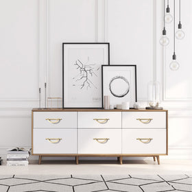Amerdeco brushed gold cabinet pulls offer versatile hardware.