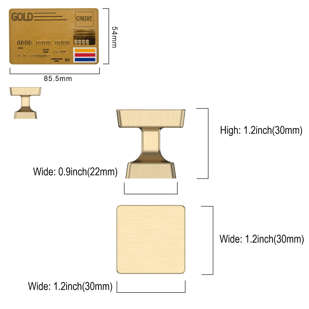 Amerdeco brushed gold wardrobe knob 30mm - stylish update for closets and doors
