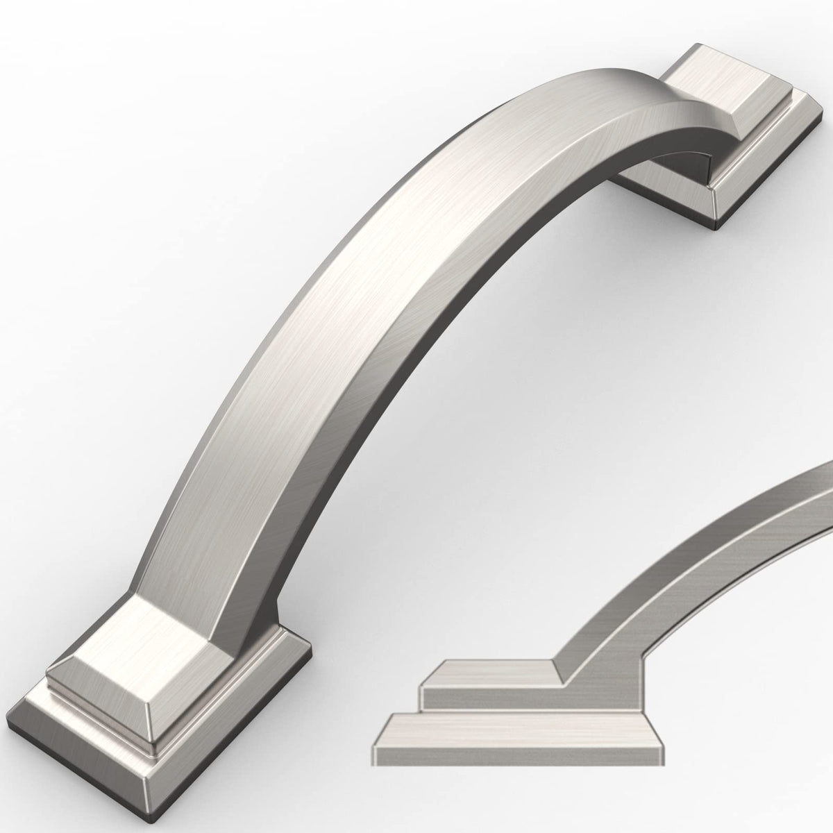Amerdeco brushed satin nickel 3in pull front view enhances cabinet aesthetics