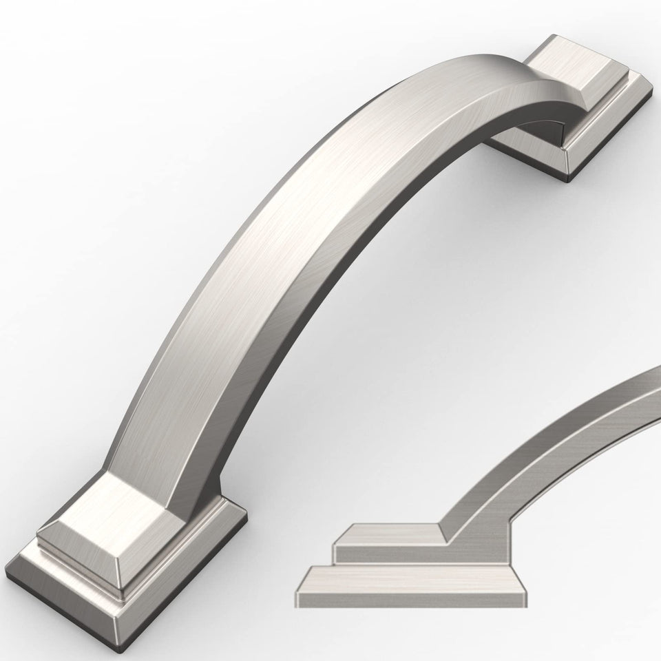 Amerdeco brushed satin nickel 3in pull front view enhances cabinet aesthetics