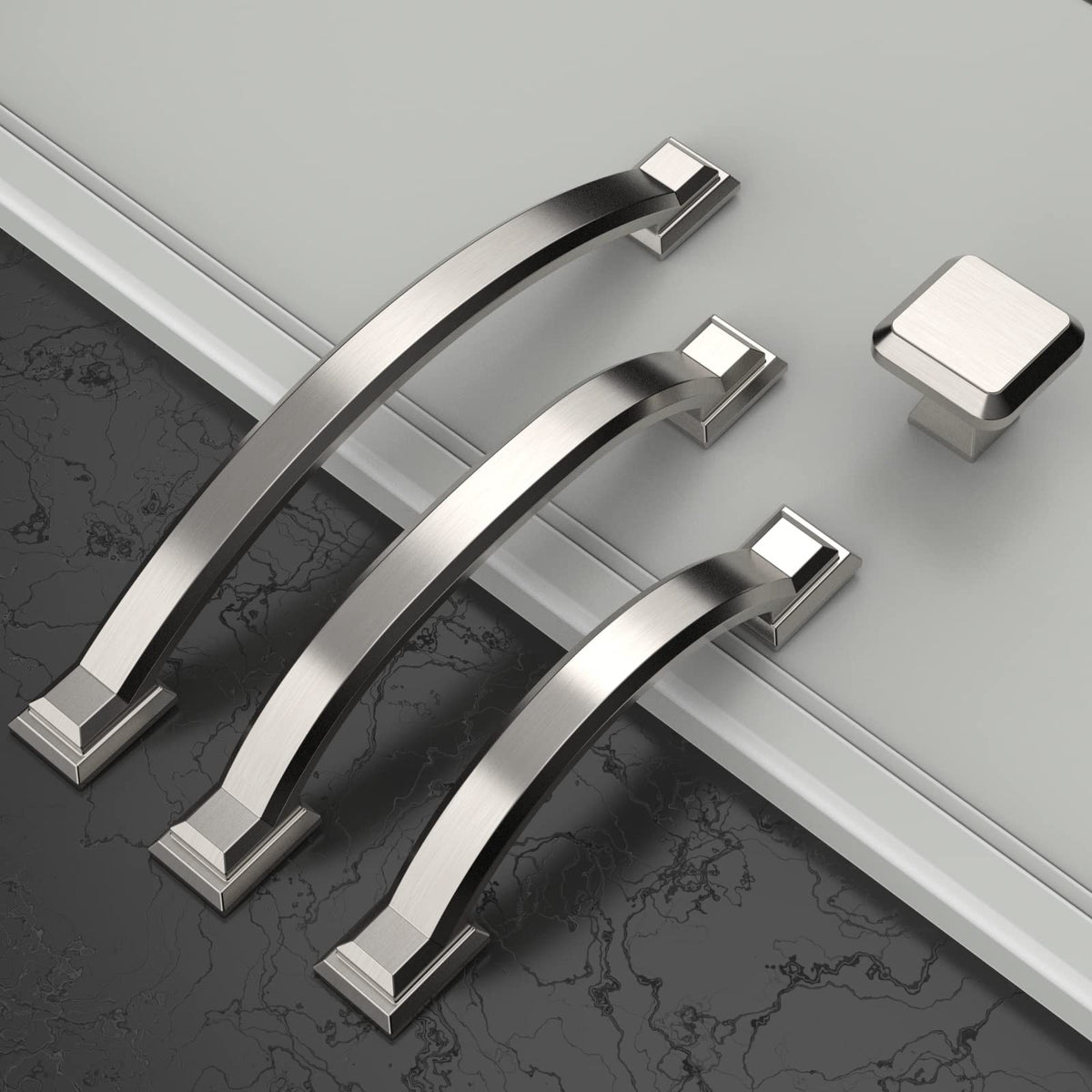 Amerdeco arch cabinet pull in brushed nickel for modern kitchen hardware