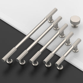 Amerdeco brushed satin nickel finish offers durable, modern appeal for cabinets.