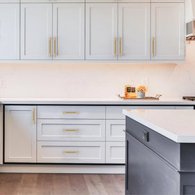 Amerdeco champagne bronze finish detail adds subtle luxury to cabinetry