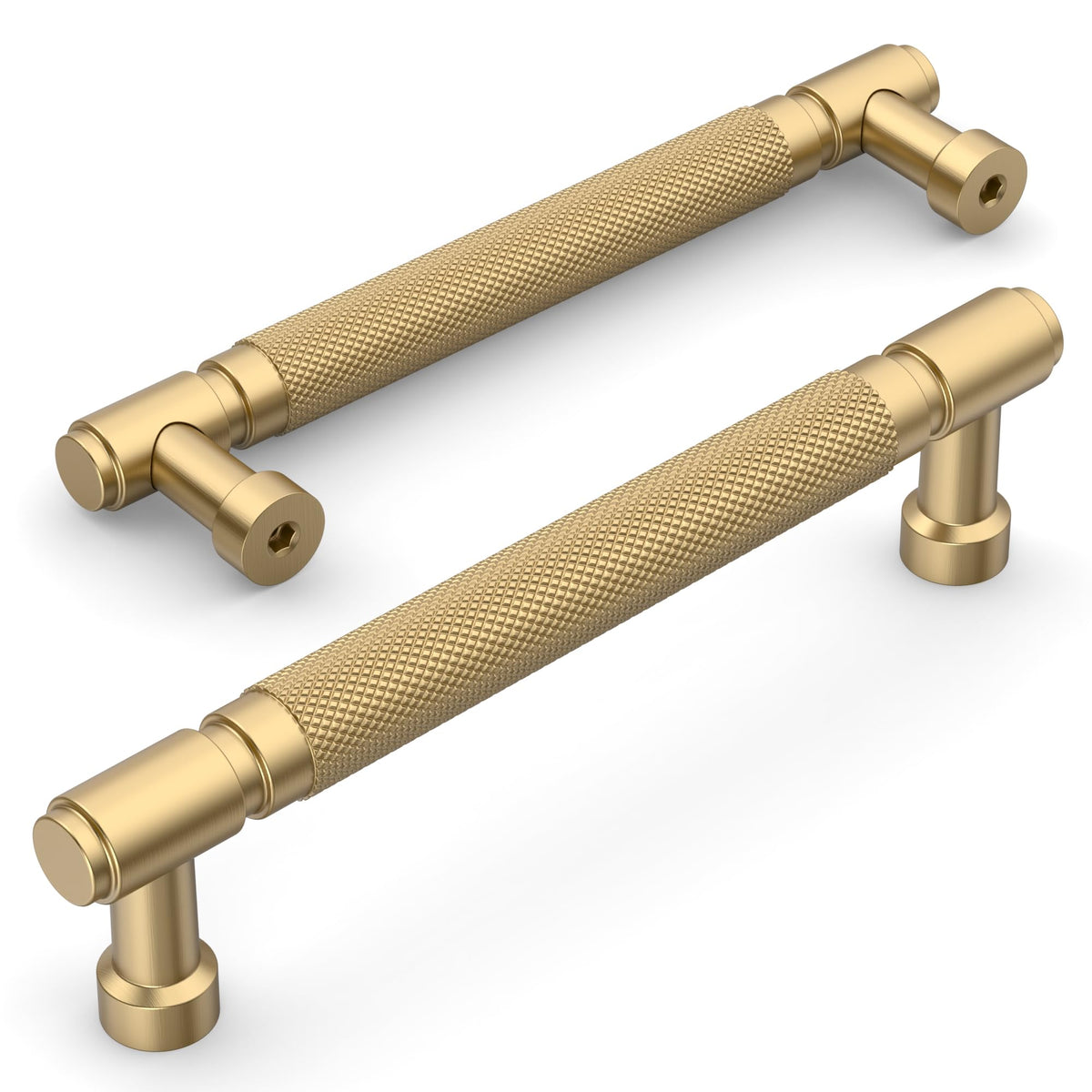 Amerdeco champagne bronze knurled handle closeup shows tactile texture and premium finish