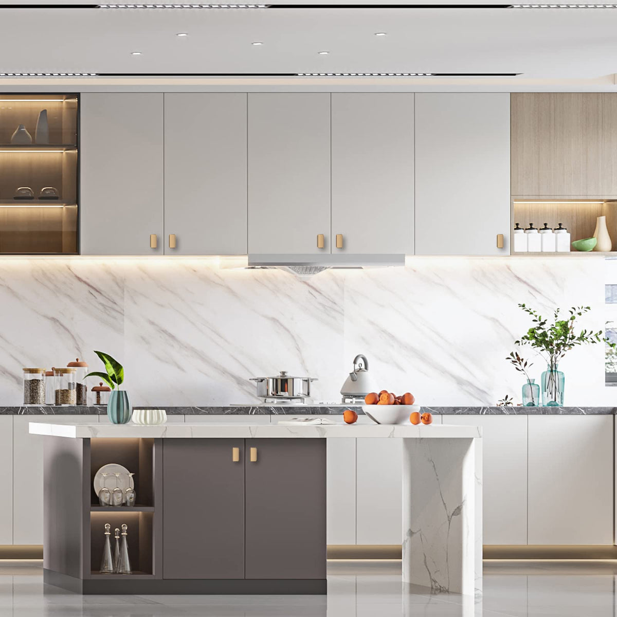 Amerdeco kitchen cabinet installation with 1.46 inch rectangle knob on drawers