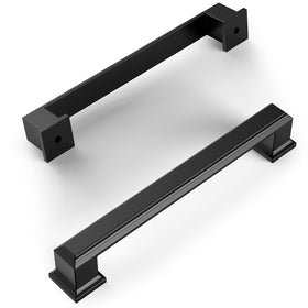 Amerdeco matte black 5in drawer pull closeup showing durable, comfortable grip