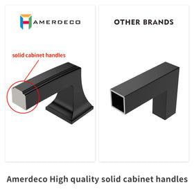Amerdeco matte black drawer pulls suitable for kitchen and bathroom upgrades.