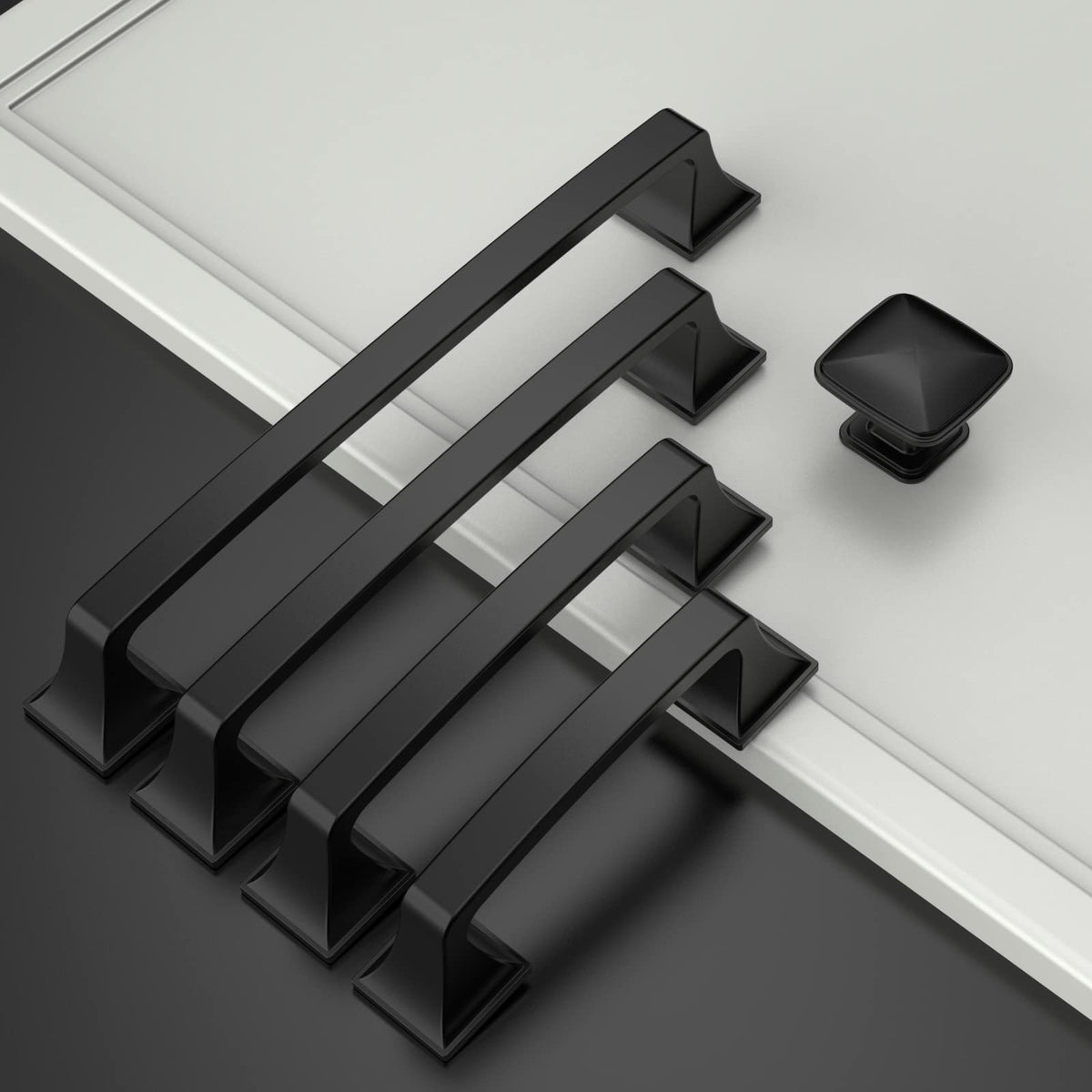 Amerdeco matte black handle closeup highlighting smooth edge and refined finish.