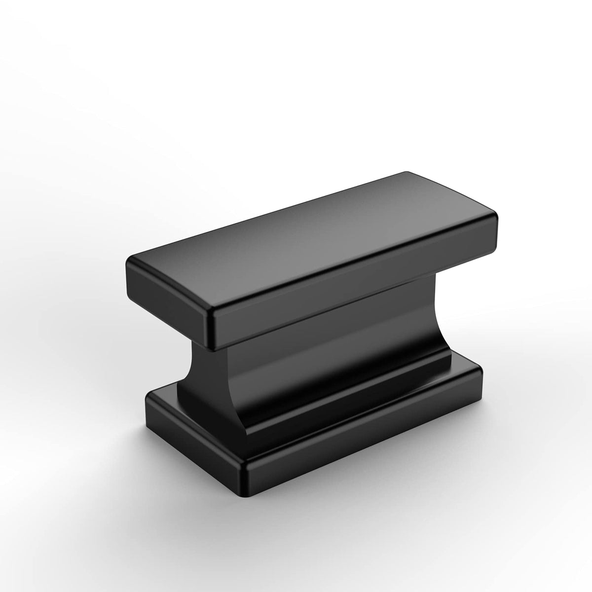 Amerdeco matte black rectangle knob front view for cabinets upgrade.