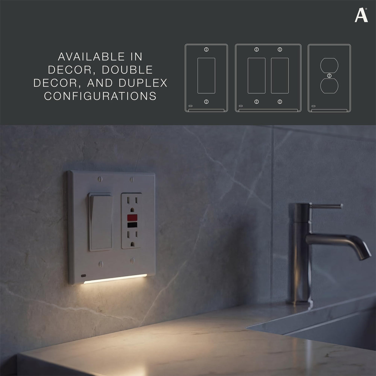 AMERELLE Lumicover wallplate in a clean white finish for modern spaces