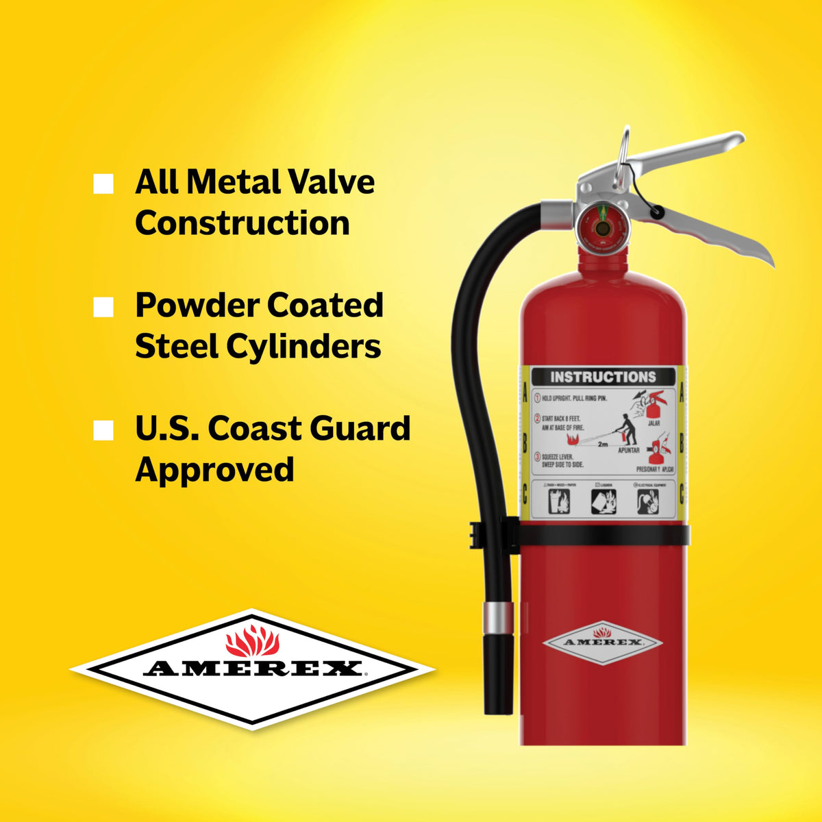 Amerex B402 wall bracket mounted for quick reach in hospitals, restaurants, and offices.