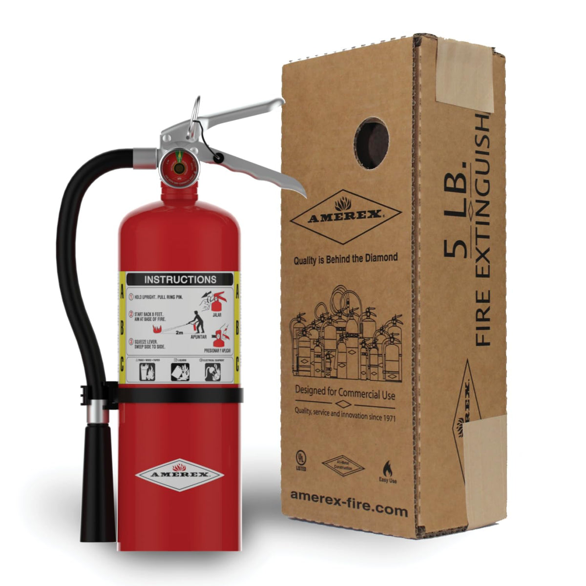 Amerex B500 side profile, compact design fits tight spaces.