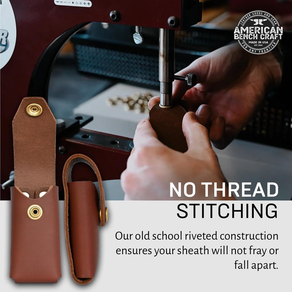 American Bench Craft brown leather break-in texture during use