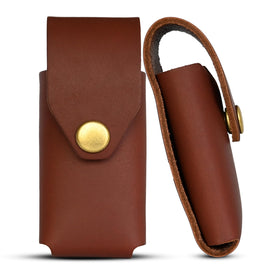 American Bench Craft Leatherman Wave sheath, front view, showing snug fit and premium leather
