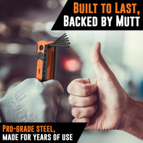 American Mutt Tools compact folding hex key set fits in tool bags.