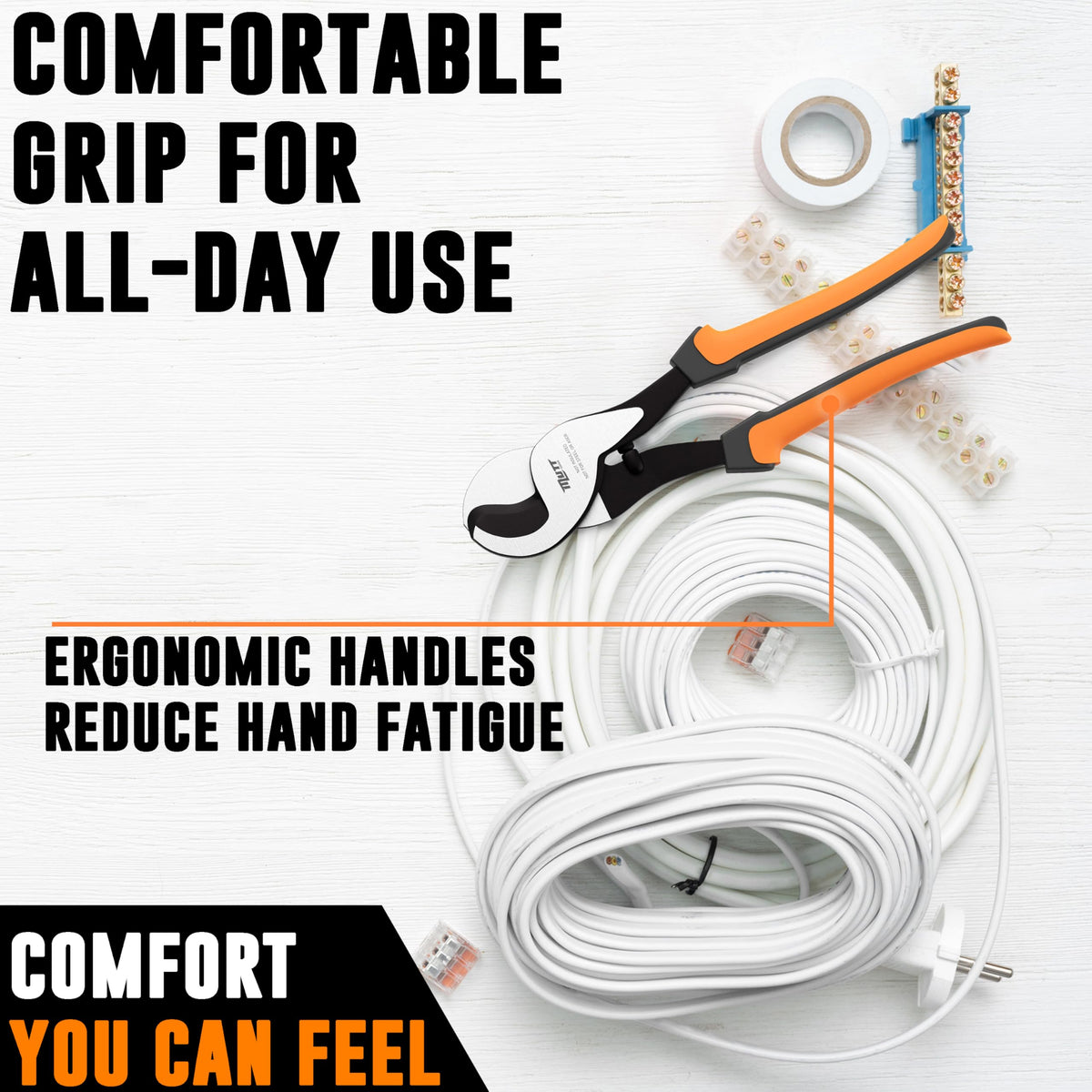 American Mutt Tools cutter handles copper and aluminum up to 2/0 gauge.