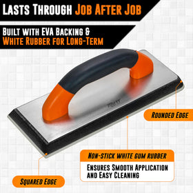 AMERICAN MUTT TOOLS grout float with squared edge for clean corners.