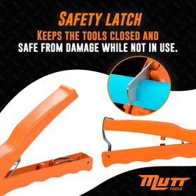 American Mutt Tools PEX cutter ergonomic handles reduce hand fatigue.