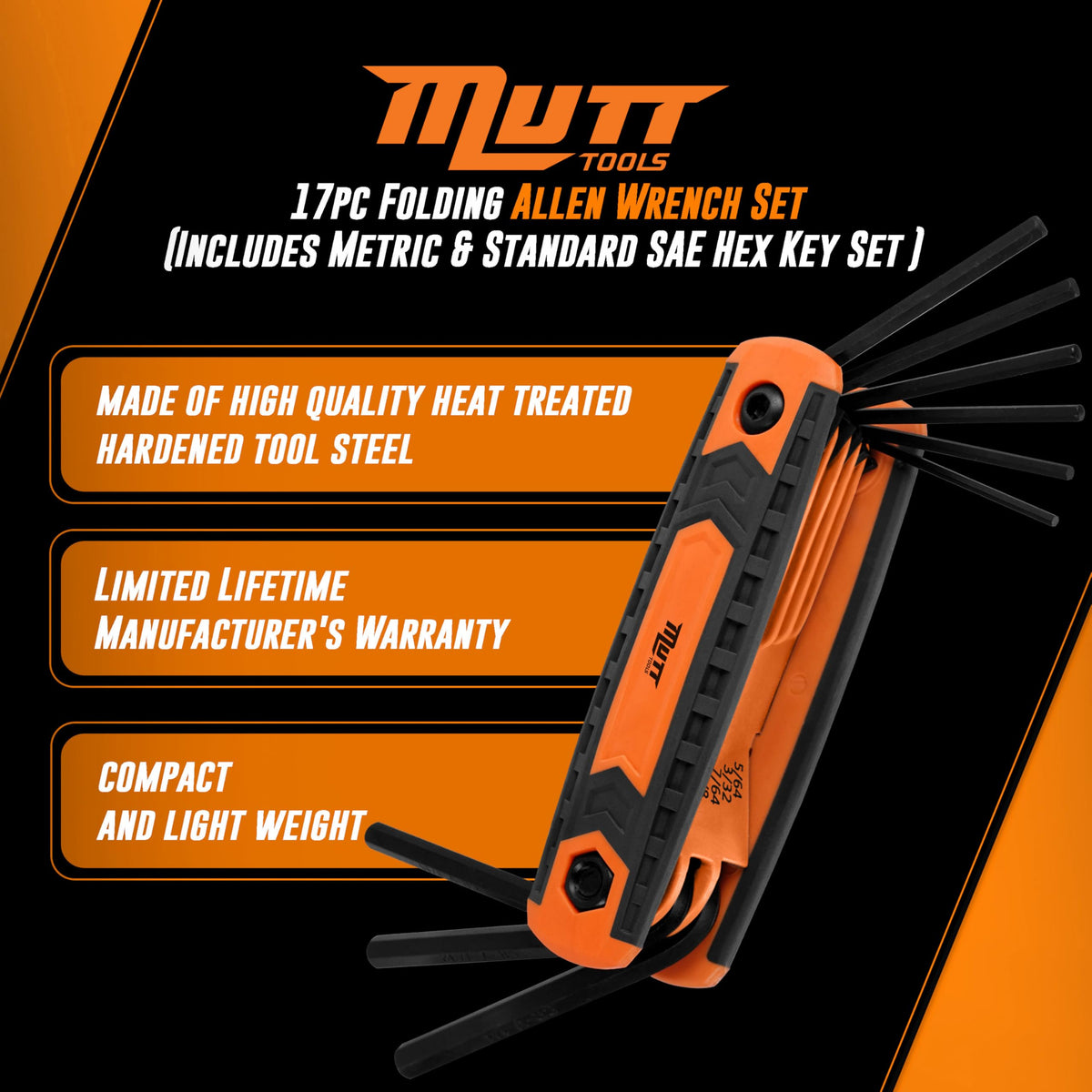 American Mutt Tools SAE hex keys color-coded for fast size identification.