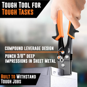AMERICAN MUTT TOOLS snap lock punch with lanyard tether hole enhances ladder safety.